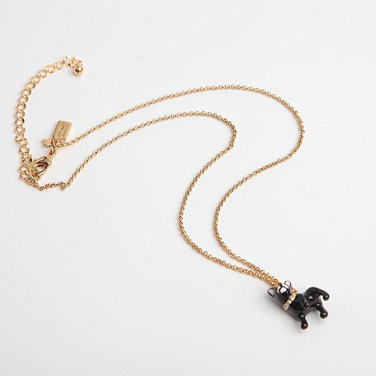 Qingdao Ornament Enamel Glaze Black Bracelet Bracelet Necklace Necklace Ring Suit Pendant
