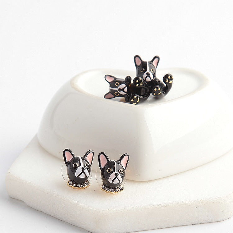 Qingdao Ornament Enamel Glaze Black Bracelet Bracelet Necklace Necklace Ring Suit Pendant