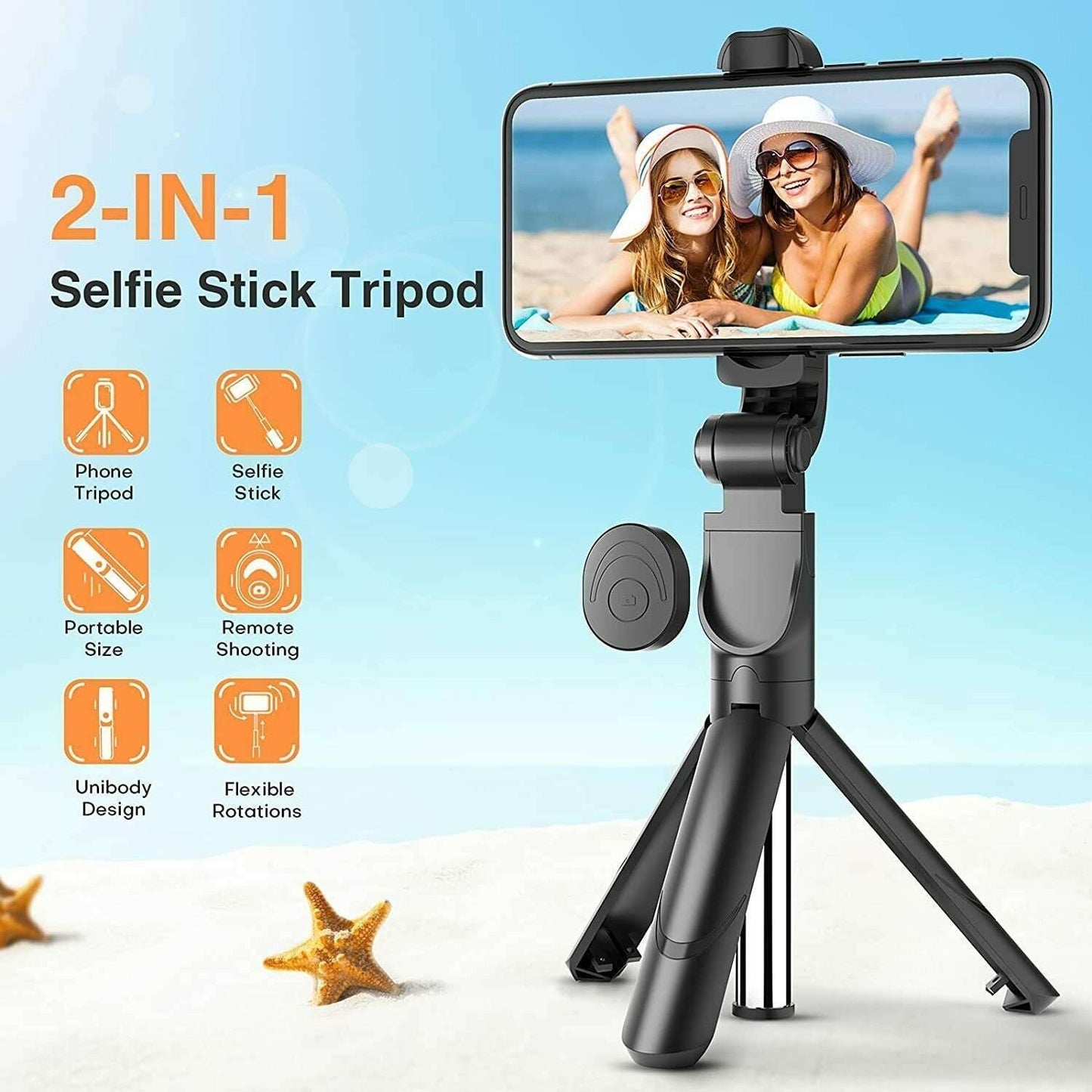 Fit Telescopic Selfie Stick Bluetooth Tripod Monopod Phone Holder