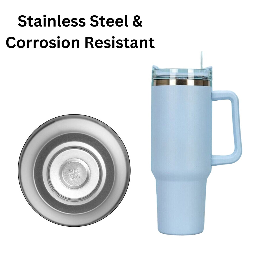 Gobelet à eau en acier inoxydable, 40 Oz, poignée de tasse, bouteille isolée en paille, tasse Dupe