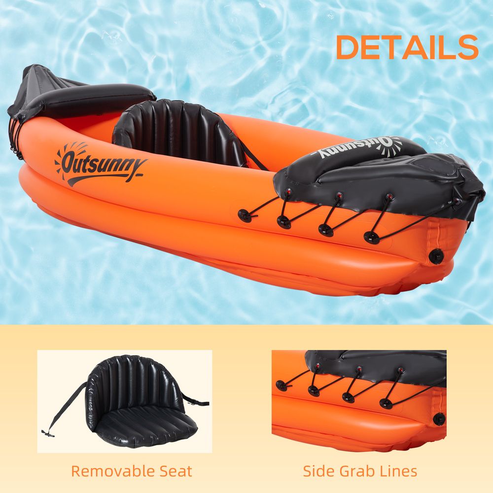 Inflatable Kayak, 1-Person Inflatable Boat, Inflatable Canoe Set Outsunny