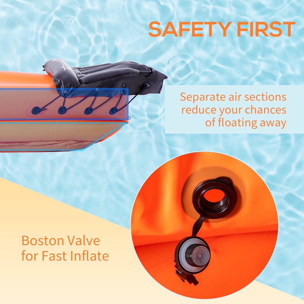 Inflatable Kayak, 1-Person Inflatable Boat, Inflatable Canoe Set Outsunny
