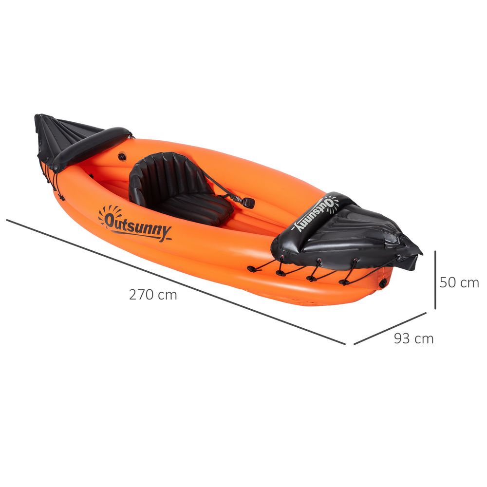 Inflatable Kayak, 1-Person Inflatable Boat, Inflatable Canoe Set Outsunny