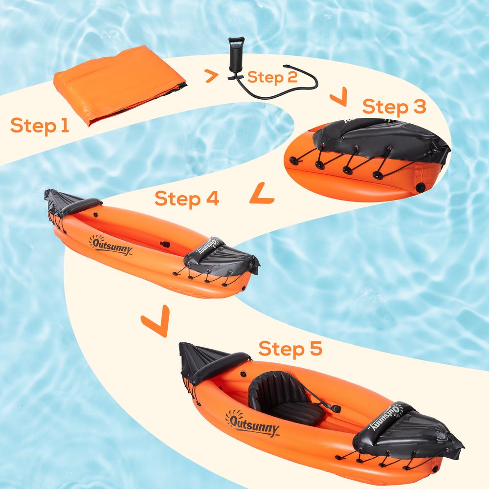 Inflatable Kayak, 1-Person Inflatable Boat, Inflatable Canoe Set Outsunny