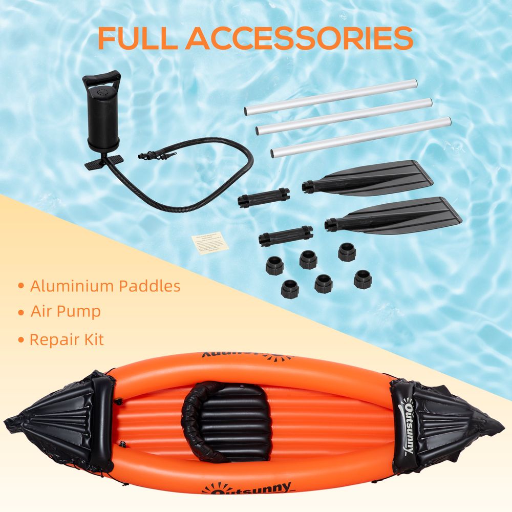 Inflatable Kayak, 1-Person Inflatable Boat, Inflatable Canoe Set Outsunny