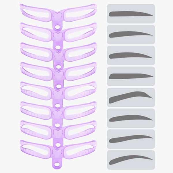 8-teiliges Augenbrauen-Schablonenset, Augenbrauen-Formungsset, Augenbrauen-Vorlage, 8 Stile, wiederverwendbare Augenbrauen-Schablone mit Griff