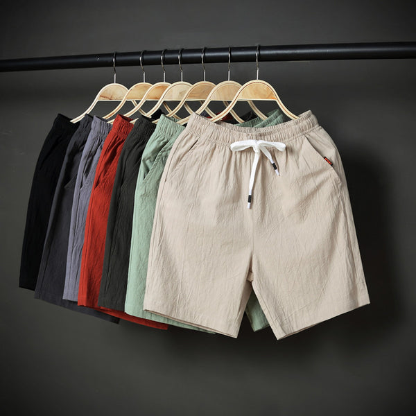 Shorts coréens amples en coton et lin pour hommes