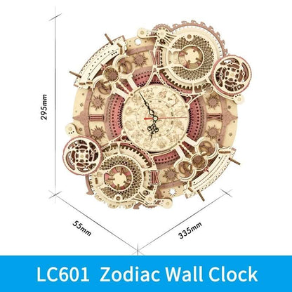 Robotime ROKR Zodiac Wall Clock 3D Wooden Puzzle Model Assembly Toys Gifts for Children Kids Teens LC601