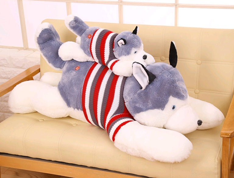 New plush toy large husky doll dressing dog puppies birthday gift