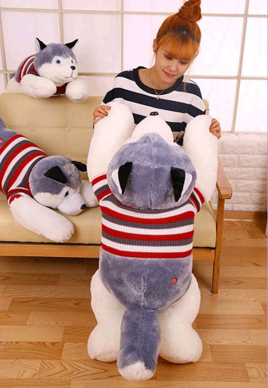 New plush toy large husky doll dressing dog puppies birthday gift