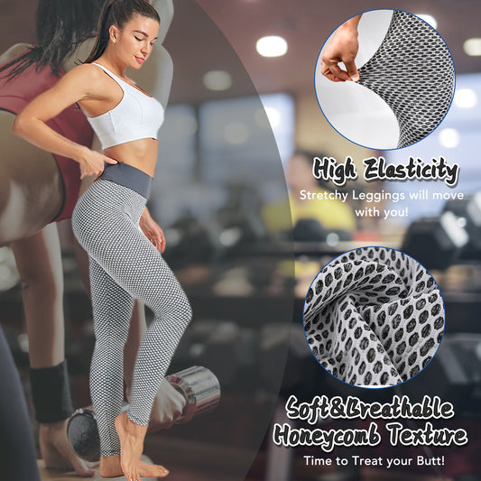 TIK Tok Leggings für Damen, Po-Lifting-Trainingsstrumpfhose, Übergröße, Sport-Yogahose mit hoher Taille, Hellgrau