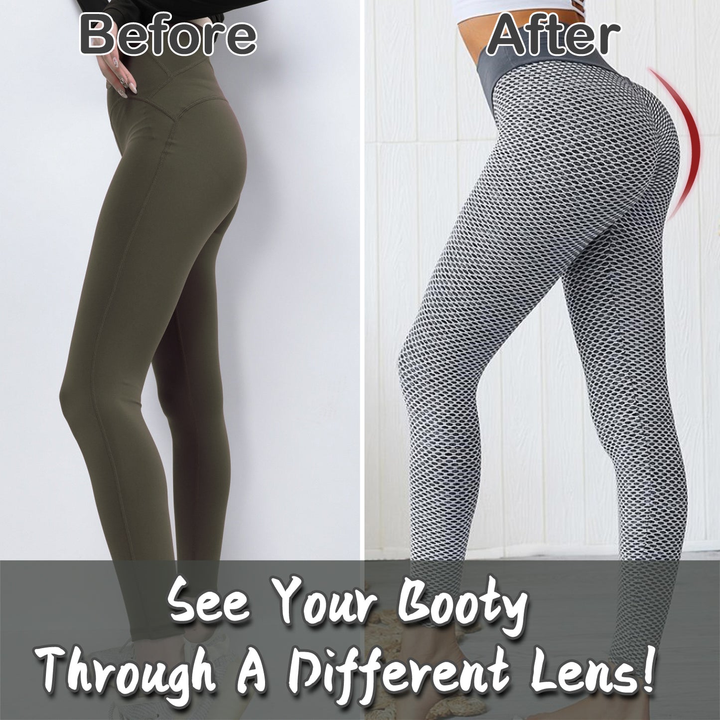 TIK Tok Leggings für Damen, Po-Lifting-Trainingsstrumpfhose, Übergröße, Sport-Yogahose mit hoher Taille, Hellgrau