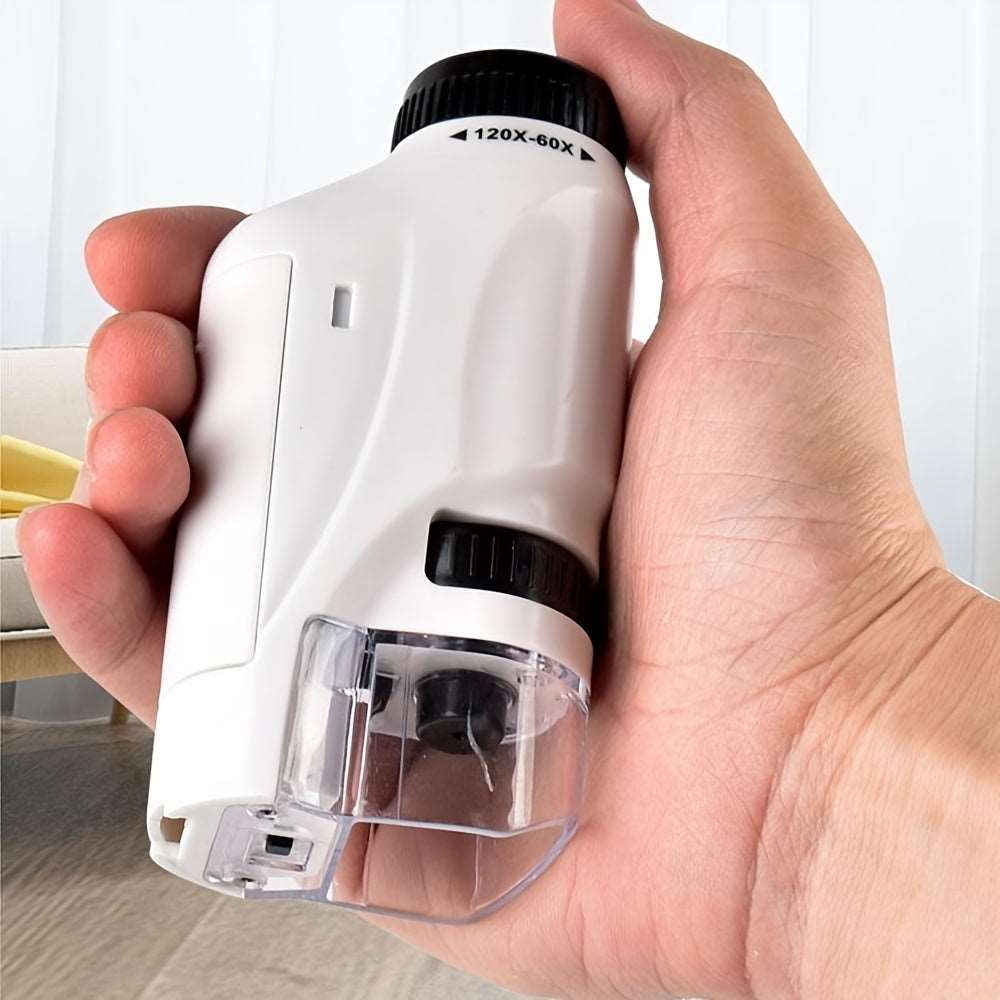 Pocket Microscope For Kids, Portable Handheld Mini Microscope Toy, Kids Microscope With LED Light 60X-120X, Halloween, Christmas And Thanksgiving Day Gift