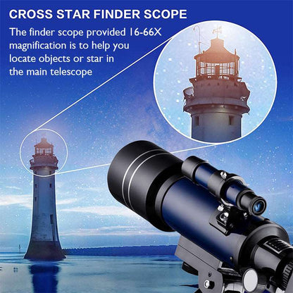 Astronomical Telescope 70mm Refractor Telescope Moon Watching for Kids Adults Astronomy Beginners 16X 67X Lens with Finder Scope