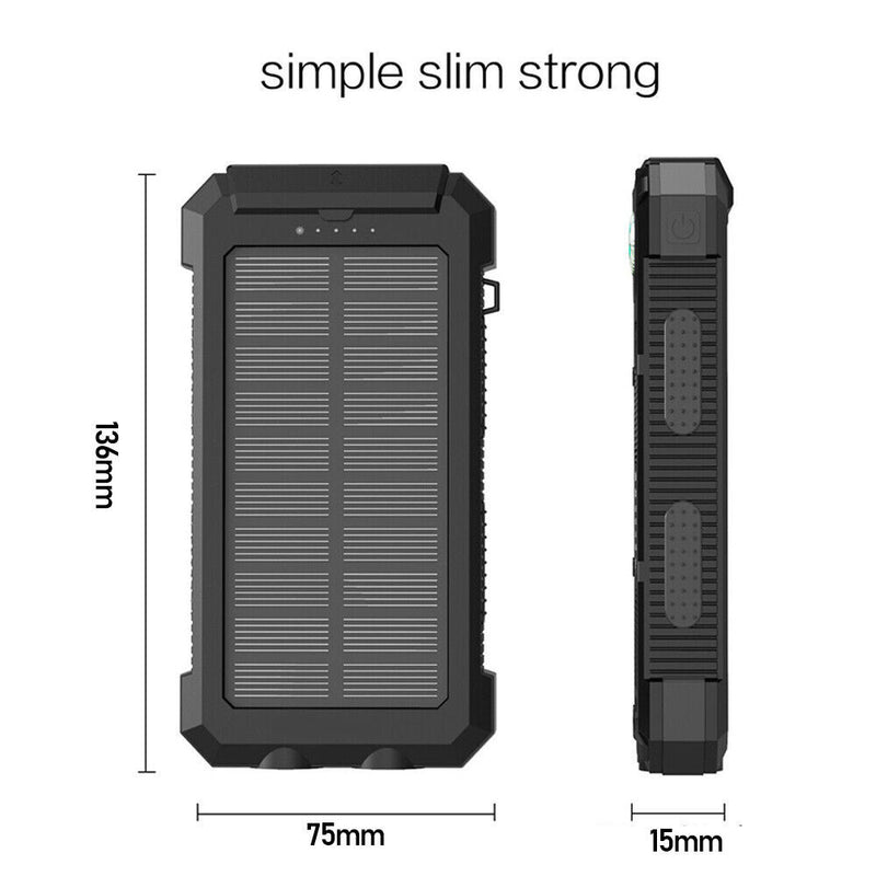 Chargeur de batterie imperméable 2USB LED de banque d'énergie solaire de 20000mAh pour le téléphone portable