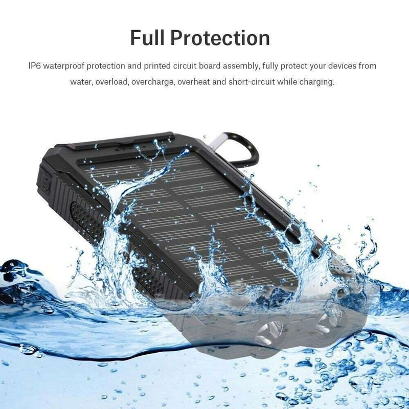 20000mAh Solar Power Bank Waterproof 2USB LED Battery Charger For Mobile Phone