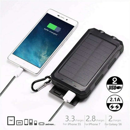 20000mAh Solar Power Bank Waterproof 2USB LED Battery Charger For Mobile Phone