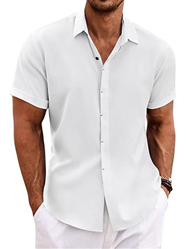 Men's Solid Colour Loose Linen Short-sleeved T-shirt