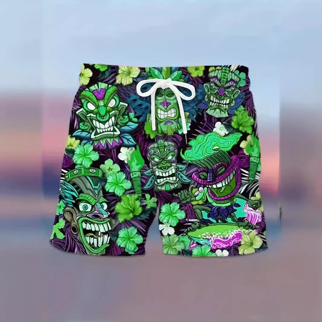 Summer Men's Beach Pants Printed Sports Casual Shorts