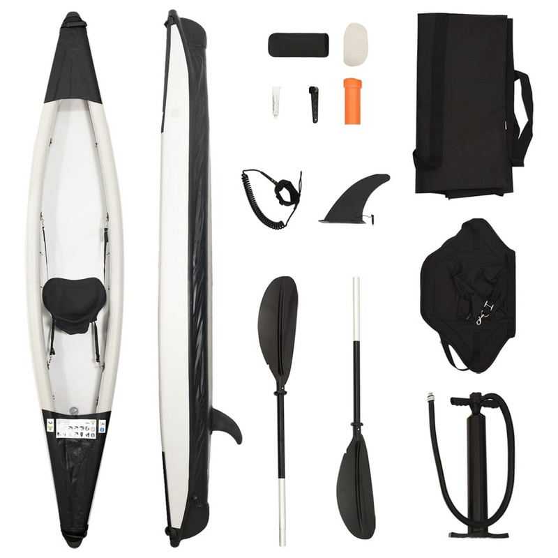 vidaXL Inflatable Kayak Black 375x72x31 cm Polyester - Enjoy Stable and Relaxing Kayaking Experience