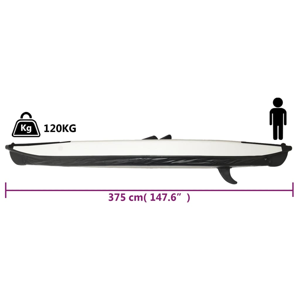 vidaXL Inflatable Kayak Black 375x72x31 cm Polyester - Enjoy Stable and Relaxing Kayaking Experience