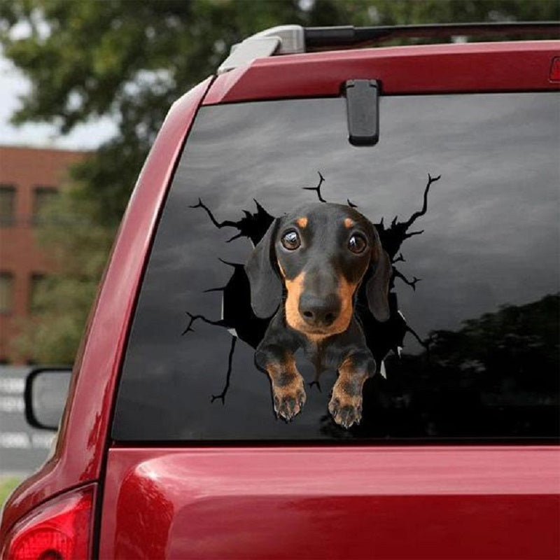 Autocollants électrostatiques créatifs pour fenêtre de voiture, mur d'animaux, toutes sortes de chiots, trous cassés