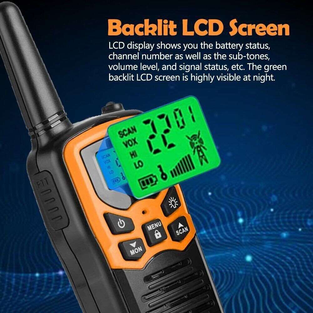 2Pcs Walkie Talkies Electronic Long Range Walky Talky 8km UHF Backlit LCD NEW