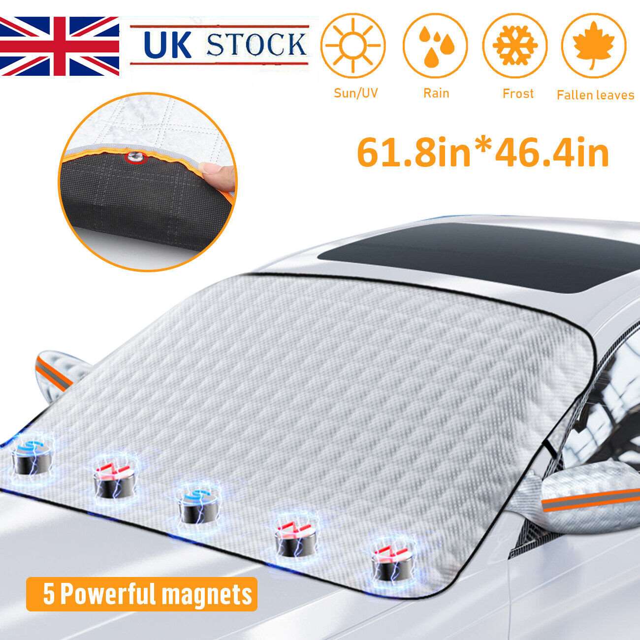 4 Layers Magnetic Car Windscreen Cover Winter Ice Frost Snow Protector Sunshade