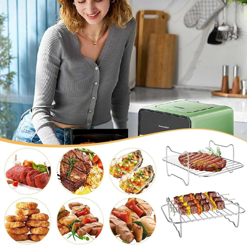 6PCS Air Fryer Rack Stainless Steel Double Basket Grill Kitchenware Accessories