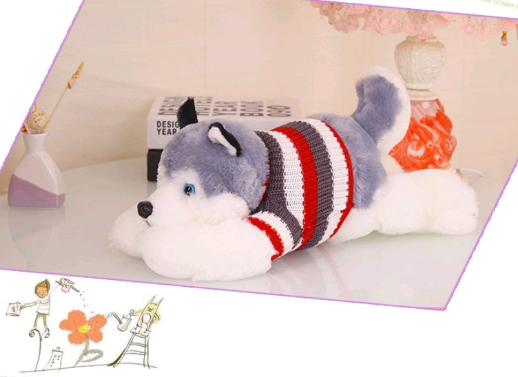 New plush toy large husky doll dressing dog puppies birthday gift