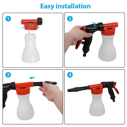 Snow Foam Car Wash Spray Gun Lance Uses Hose Pipe Sprayer 900ML Handheld Bottle