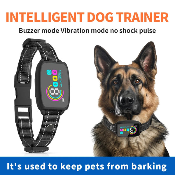 Intelligentes automatisches Anti-Bell-Hundehalsband, wiederaufladbarer Bellstopper, Stoppen Sie das Bellen, HD-Digitalanzeige, IP67, wasserdichtes Halsband für Hunde, Haustierprodukte