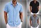 Men's Solid Color Loose Linen Short-sleeved T-shirt