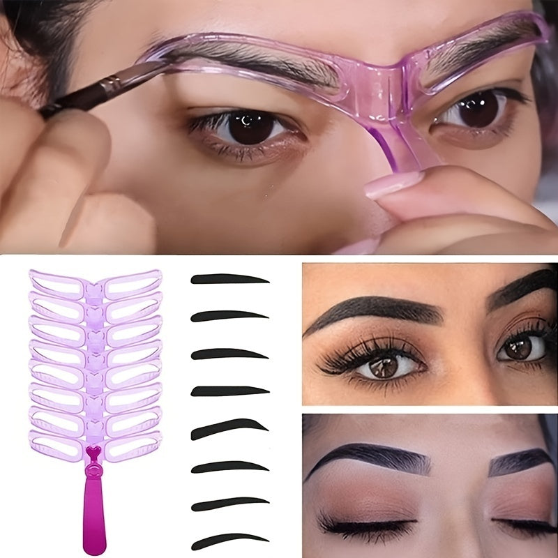 Pochoirs à sourcils 8 pièces, Kit de mise en forme des sourcils, modèle à sourcils, pochoir à sourcils réutilisable 8 Styles avec poignée