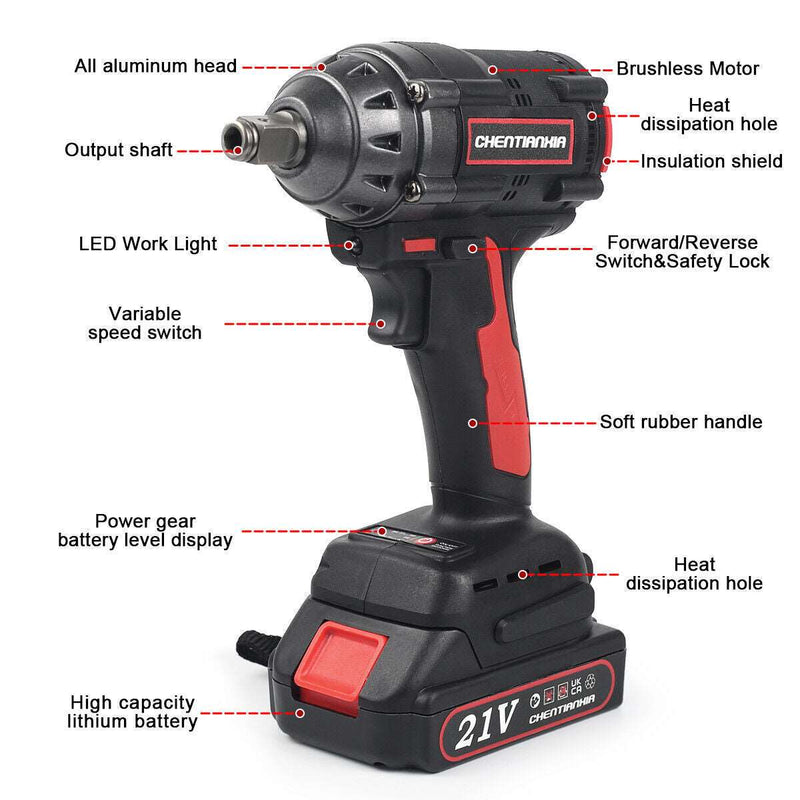 Cordless Electric Impact Wrench Drill Gun Ratchet Driver