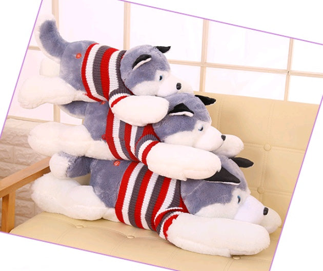 New plush toy large husky doll dressing dog puppies birthday gift