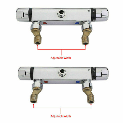 Thermostat-Mischbatterie für freiliegende Dusche, Chrom, unten, 1–2 Ausgänge, Neu