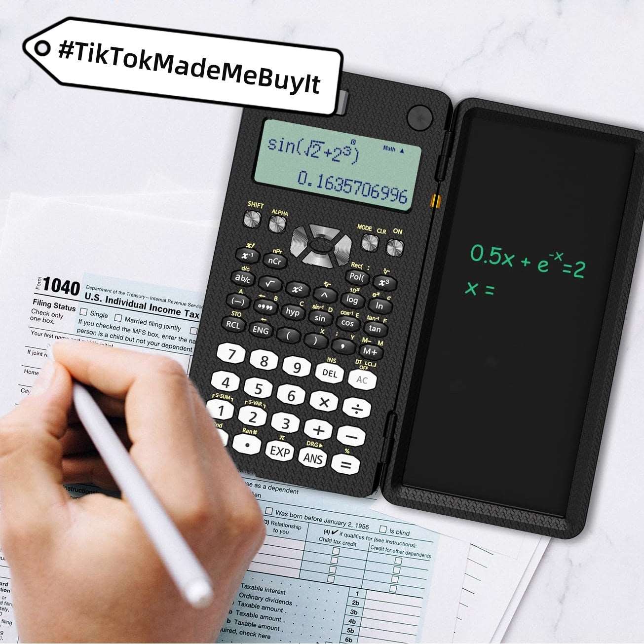 2-in-1 Foldable Scientific Calculator with Handwriting Tablet ...