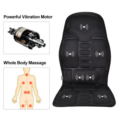 8-Mode Full-Back Massage Vibration Cushion Car Chair Seat Pad Mat Heat Massager