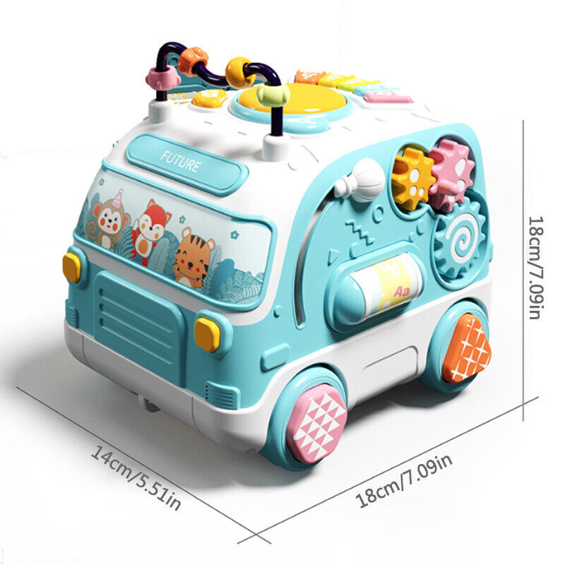 Jouets de bus musicaux pour bébé, Cube d'activité pour tout-petits avec lumières et sons, équipement rotatif