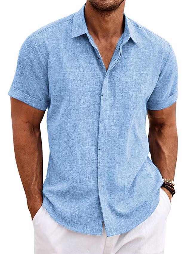 Men's Solid Colour Loose Linen Short-sleeved T-shirt