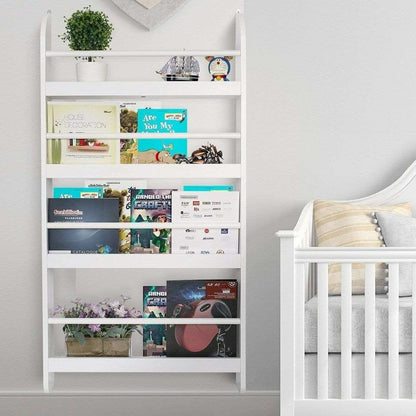 White Children Bookcase Unit Shelving Wooden Rack Kids Display Bookshelf Storage