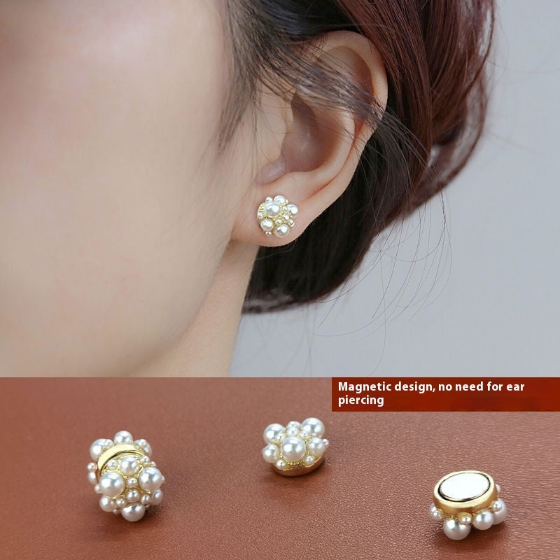 Non-pierced Magnetic Pearl Small Rice-shaped Beads Earrings