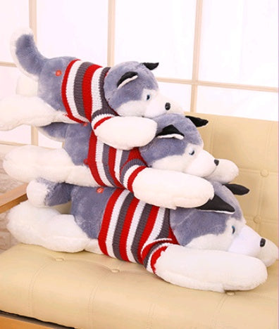 New plush toy large husky doll dressing dog puppies birthday gift