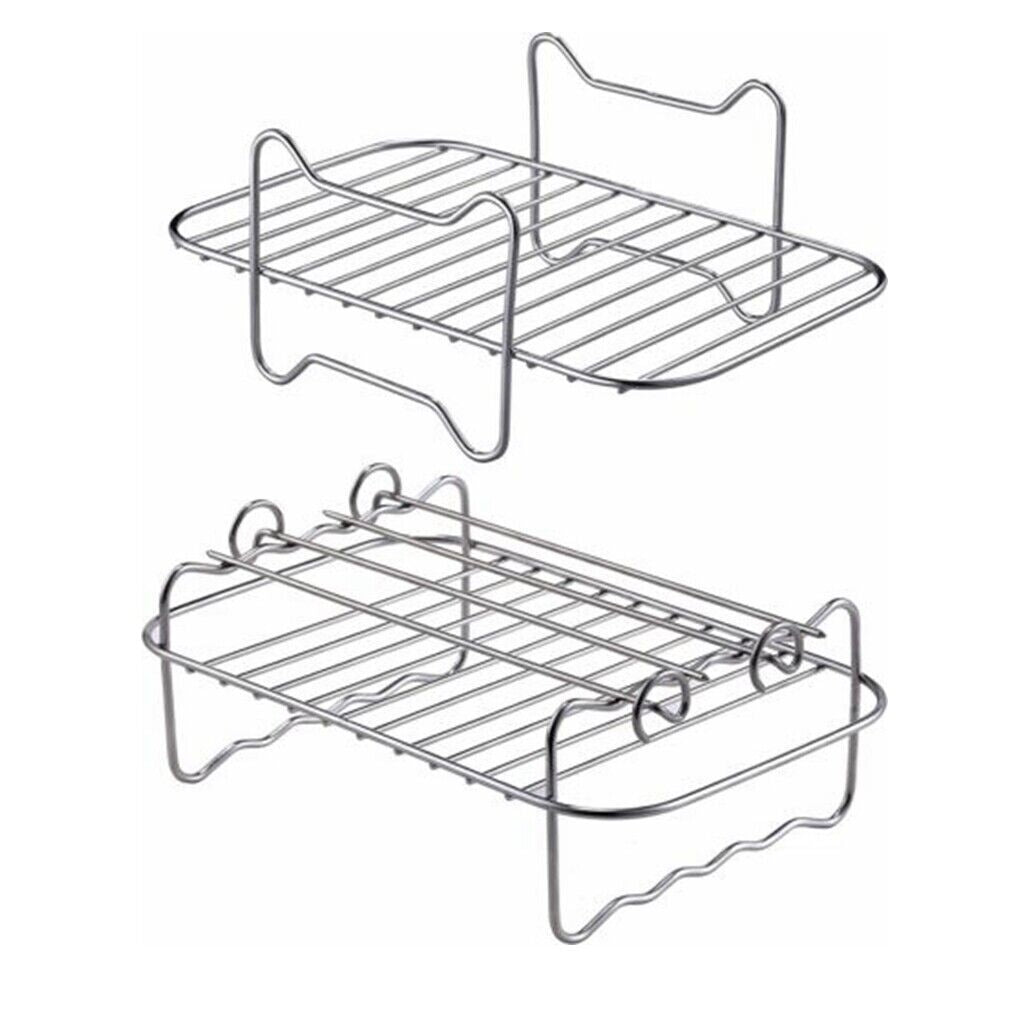 6PCS Air Fryer Rack Stainless Steel Double Basket Grill Kitchenware Accessories