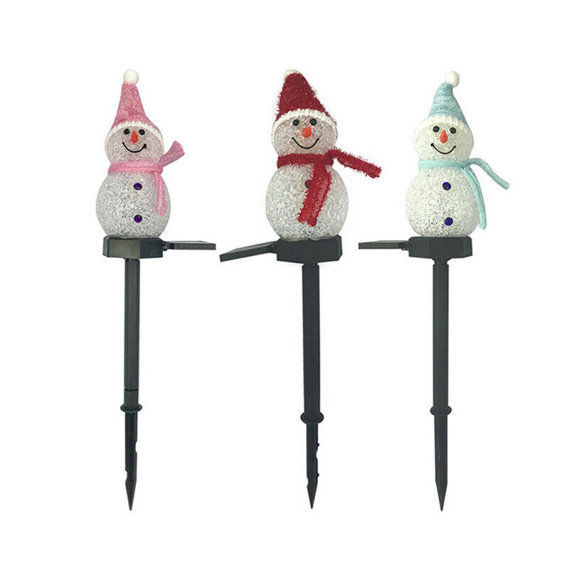 LED Solar Snowman Stake Light Outdoor Garden Pathway Lamp Christmas Decor Gift