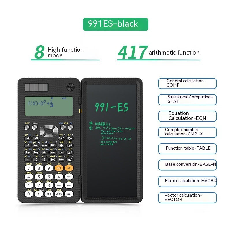 2 in 1 Faltbarer wissenschaftlicher Taschenrechner Handschrift-Tablet-Taschenrechner mit Lernfunktion Faltbarer wissenschaftlicher Schreibtisch-Taschenrechner