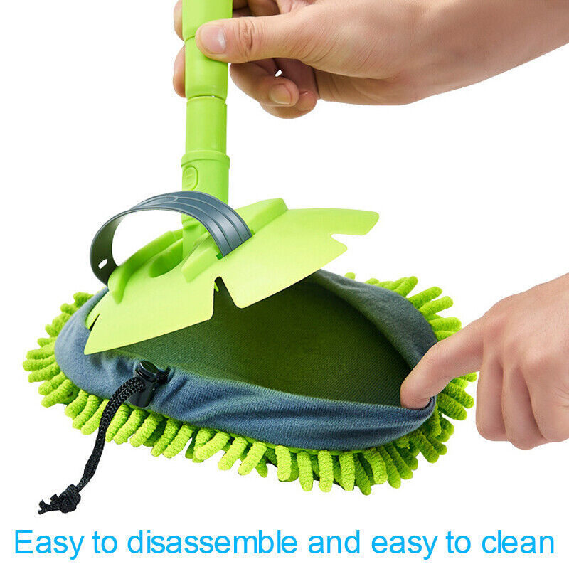 TELESCOPIC CAR CLEANING BRUSH MICROFIBER MOP WASH KIT SCRATCH FREE 2 X BRUSHES