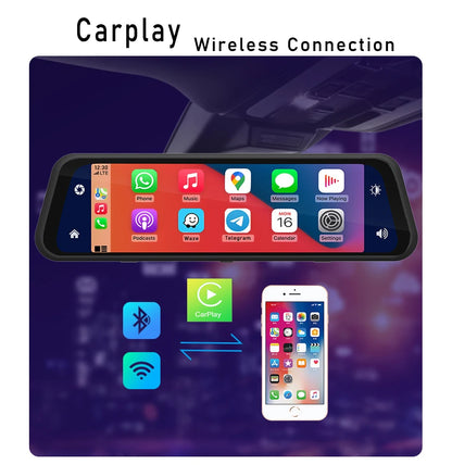 10 Inch 4K 2160P Car DVR Carplay Android Auto 5G WIFI GPS Dash Cam BT FM Dashcam Camera Stream RearView Mirror Drive Recorder