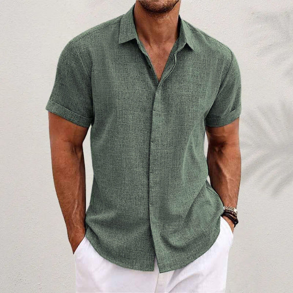 Men's Solid Colour Loose Linen Short-sleeved T-shirt